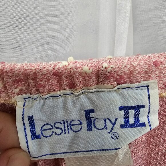 Vintage Leslie Fay Skirt Pleated Pink Twee Coquette Retro L - Picture 7 of 9